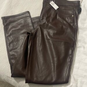 GAP Vintage Slim High Rise Brown Faux Leather Pants